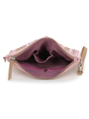Glid Striped Sequined Cotton Handloom & Leatherette Sling Bag