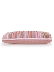 Glid Striped Sequined Cotton Handloom & Leatherette Sling Bag