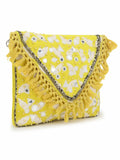 Gaper Medallion Embellished Cotton Jacquard Sling Bag