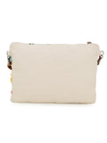 Droopy Greek Key Textured Polycotton Jacquard & Leatherette Sling Bag