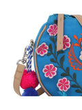 Verdant Floral Embroidered Cotton Canvas & Leatherette Sling Bag