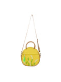 Verdant Floral Embroidered Cotton Canvas & Leatherette Sling Bag