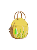 Verdant Floral Embroidered Cotton Canvas & Leatherette Sling Bag