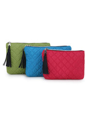 Polyester Solid Geometric Vanity Bag (Set of 3)