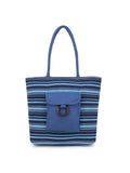 Jute Textured & Striped Shopping Bag