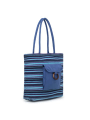 Jute Textured & Striped Shopping Bag