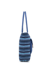 Jute Textured & Striped Shopping Bag