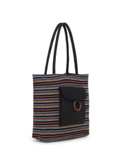 Jute Textured & Striped Shopping Bag