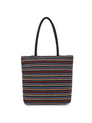 Jute Textured & Striped Shopping Bag