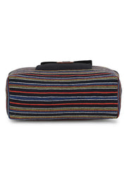 Jute Textured & Striped Shopping Bag