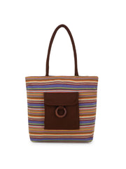 Jute Textured & Striped Shopping Bag