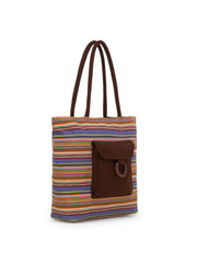 Jute Textured & Striped Shopping Bag