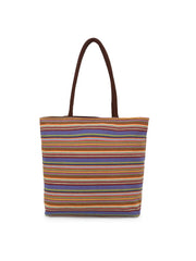 Jute Textured & Striped Shopping Bag