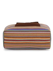 Jute Textured & Striped Shopping Bag
