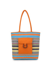 Jute Textured & Striped Shopping Bag