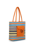 Jute Textured & Striped Shopping Bag