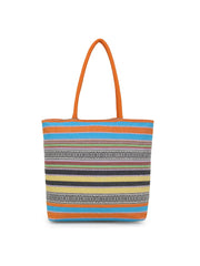 Jute Textured & Striped Shopping Bag