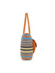 Jute Textured & Striped Shopping Bag