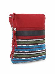 Geomat Acrylic & Canvas Striped Sling Bag