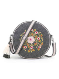 Canvas Floral Embroidered Sling Bag