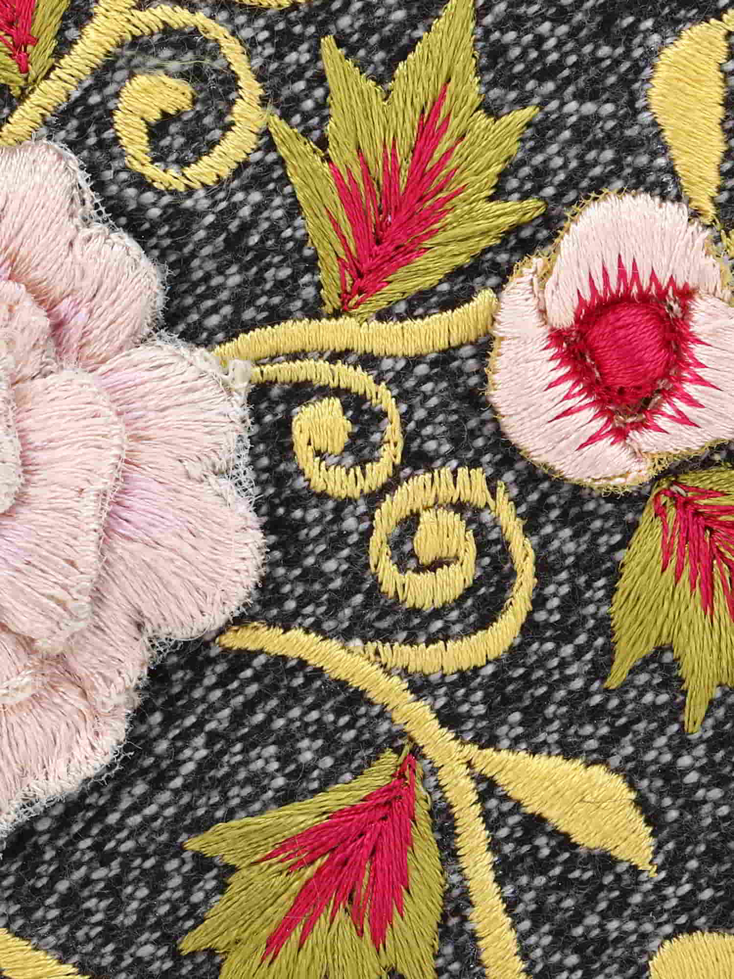 Canvas Floral Embroidered Sling Bag