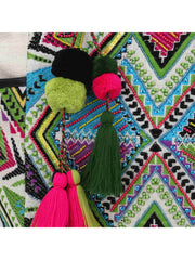 Jacquard & Fabric Geometric Embellished Tote Bag