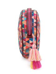 Polyester & Leatherette Geometric Printed Sling Bag
