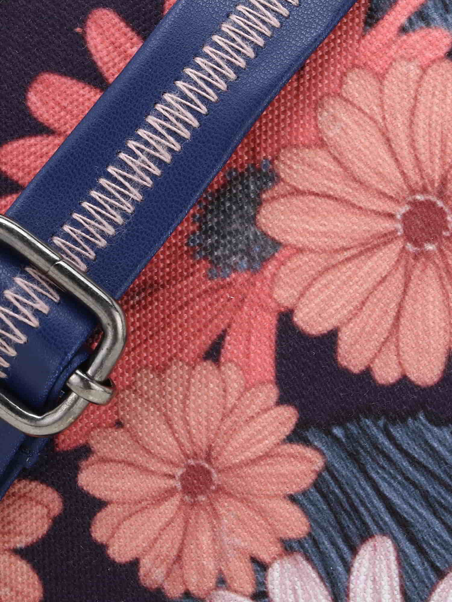 Polyester & Leatherette Digital Print Floral Sling Bag