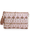 Blush Faux Silk Floral Emroidered Sling Bag