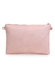 Blush Faux Silk Floral Emroidered Sling Bag