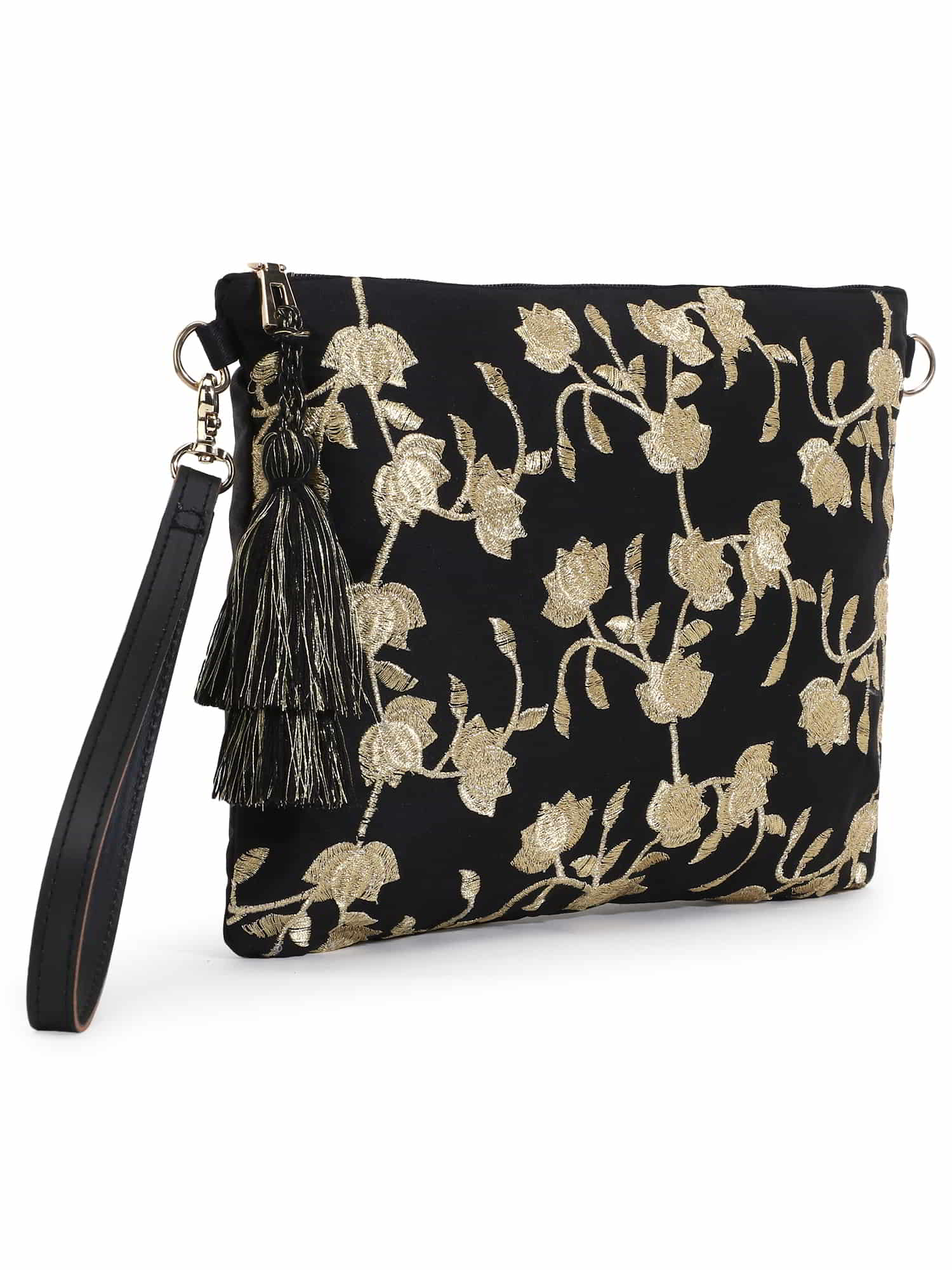 Lotus Faux Silk & Polyester Floral Emroidered Sling Bag