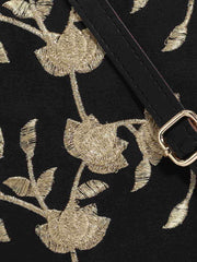 Lotus Faux Silk & Polyester Floral Emroidered Sling Bag