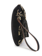 Lotus Faux Silk & Polyester Floral Emroidered Sling Bag
