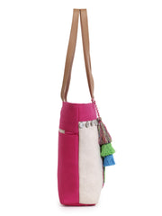 Boho Cotton Jute Boho Embellished Tote Bag