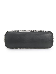 Cotton Jacquard & Leatherette Animal Print Handheld Bag