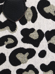 Cotton Jacquard & Leatherette Animal Print Handheld Bag