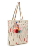 Boho Lehriya Striped Embellished Tote Bag