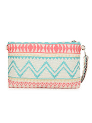 Ghoomar Acrylic Cotton Canvas Striped Embellished Sling Bag