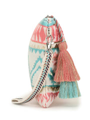 Ghoomar Acrylic Cotton Canvas Striped Embellished Sling Bag