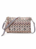 Tribal Acrylic Cotton Canvas Striped Embellished Sling Bag