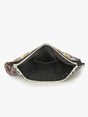 Tribal Acrylic Cotton Canvas Striped Embellished Sling Bag