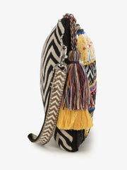 Tribal Acrylic Cotton Canvas Striped Embellished Sling Bag