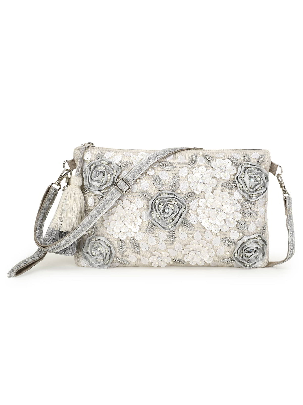 Ghoomar Zari Polycotton Floral Embellished Sling Bag