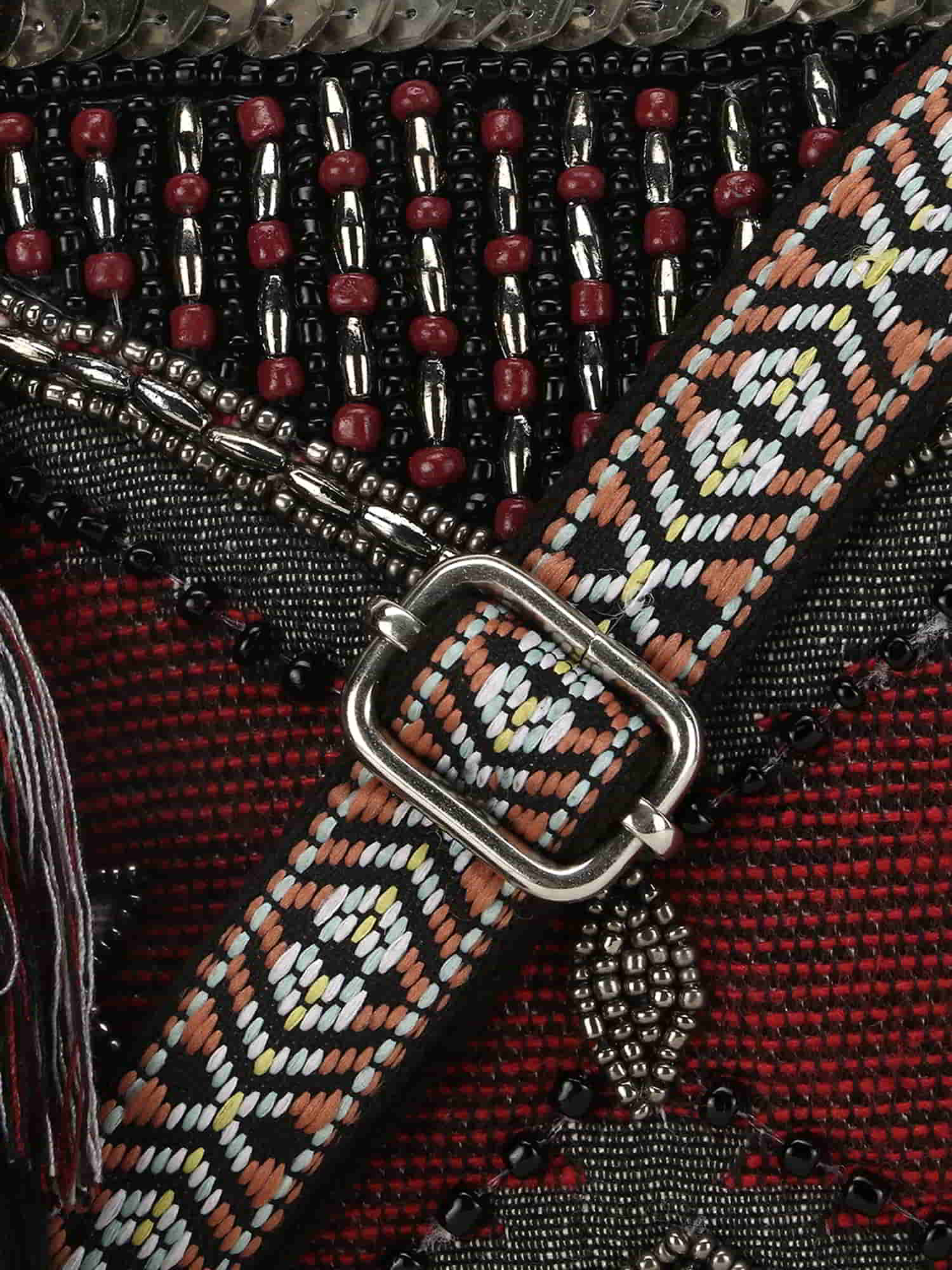 Ghoomar Cotton Canvas Ethnic Motifs Embellished Sling Bag