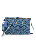 Boho Acrylic Cotton Canvas Chevron Embellished Sling Bag