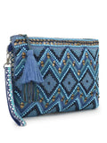 Boho Acrylic Cotton Canvas Chevron Embellished Sling Bag