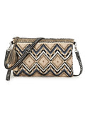 Boho Acrylic Cotton Canvas Chevron Embellished Sling Bag