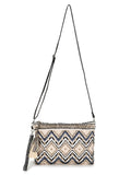 Boho Acrylic Cotton Canvas Chevron Embellished Sling Bag