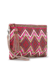 Ghoomar Cotton Jacquard Chevron Embellished Sling Bag
