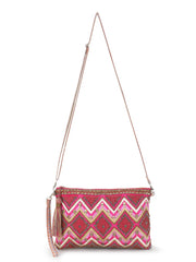 Ghoomar Cotton Jacquard Chevron Embellished Sling Bag